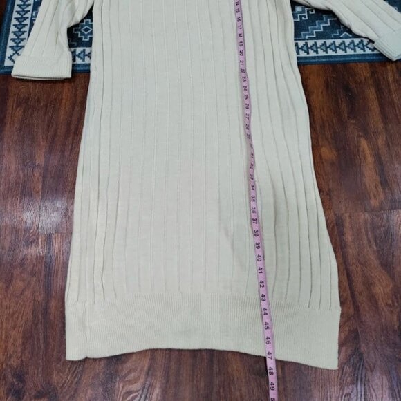 Topshop Knitted Oversized Ribbed Funnel Midi Dress Cozy Stone-Neutral Womens M - Picture 11 of 12